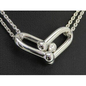 Tiffany Co Double Link Necklace Sterling Silver Pendant Newly Polished